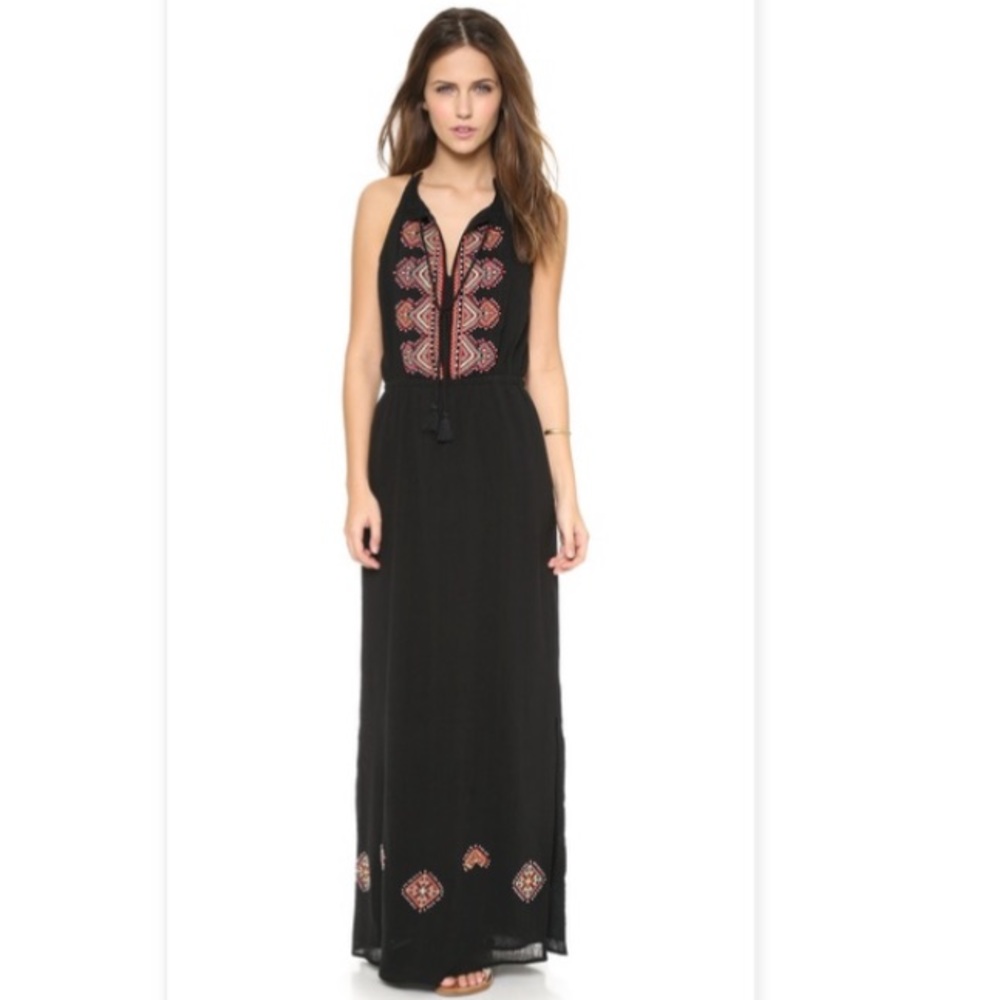 Madewell Black Embroidered Beaded Kilim Maxi dress